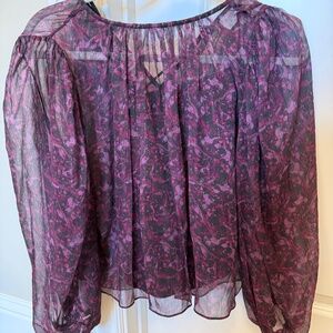 Sheer Blouse! Purple/Pink/Plum color w/Silver Sparkle. Size XS